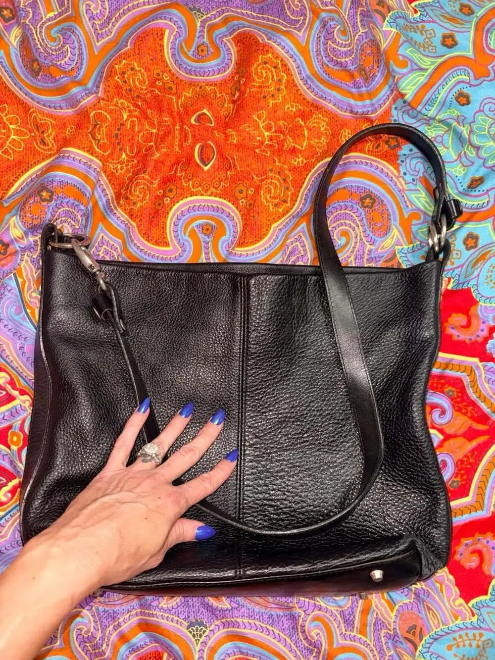 Valentina Genuine Italian Leather Black Hobo Shoulder Bag
